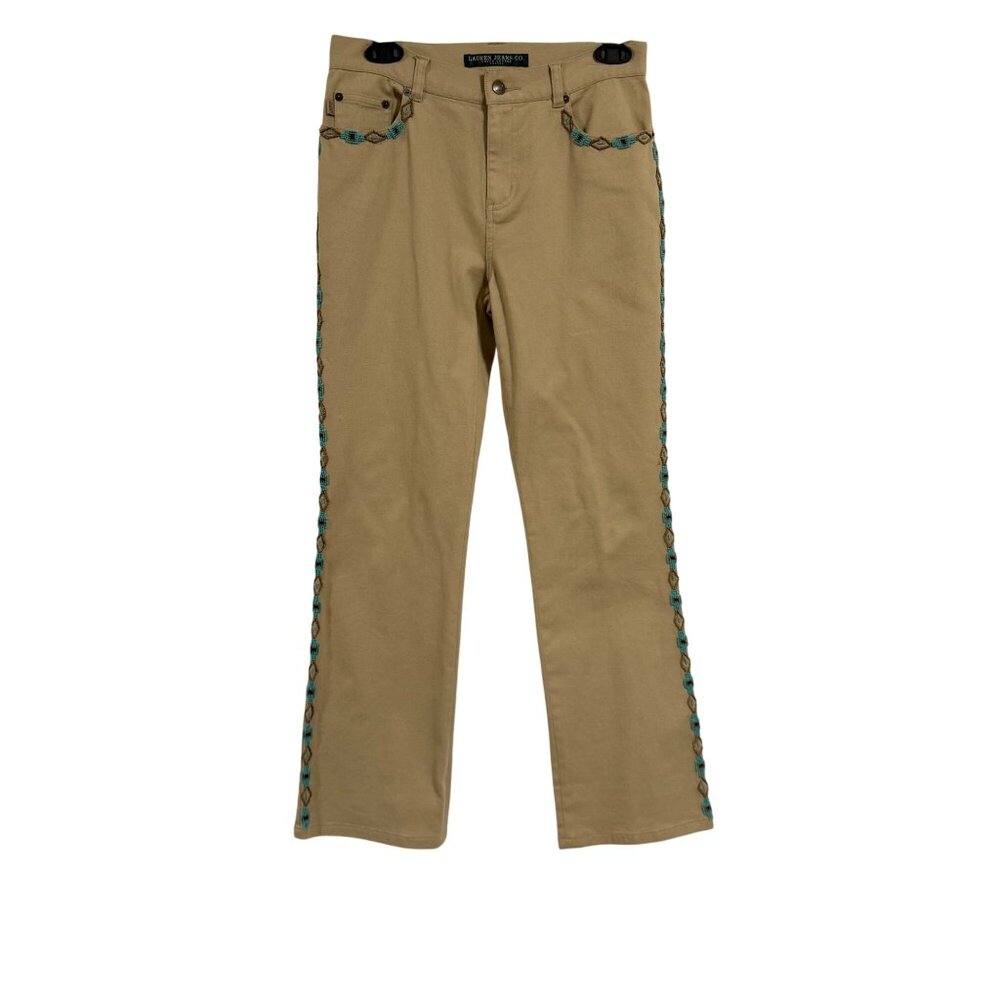 Lauren Ralph Lauren‎ Beige Southwestern Beaded Jeans Size 4P
